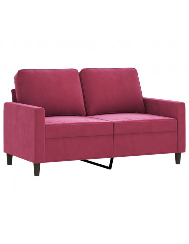 Set di Divani 2 pz con Cuscini Rosso Vino in Velluto
