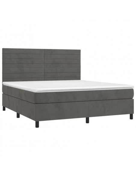 Giroletto a Molle con Materasso Grigio Scuro 180x200 cm Velluto
