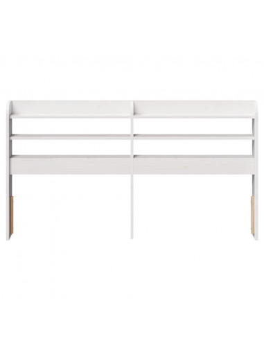 Testiera con Ripiani Bianca 135 cm in Legno Massello di Pino