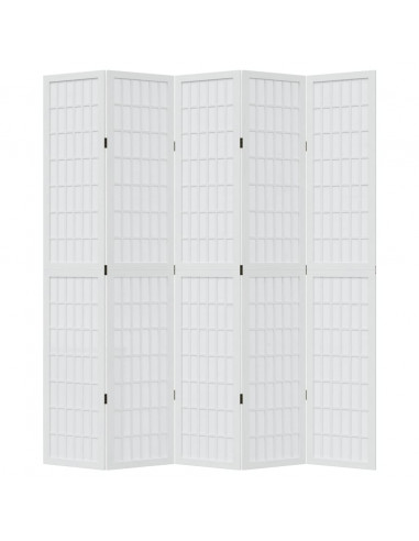 Divisorio Ambienti 5Pannelli Bianco Legno Massello di Paulownia