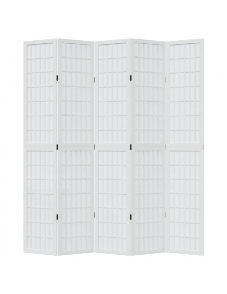 Divisorio Ambienti 5Pannelli Bianco Legno Massello di Paulownia