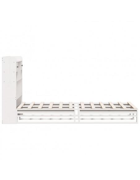 Letto Libreria senza Materasso Bianco 90x190 cm Massello Pino