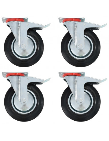 Ruote Girevoli con Doppio Freno 4 pz 200 mm
