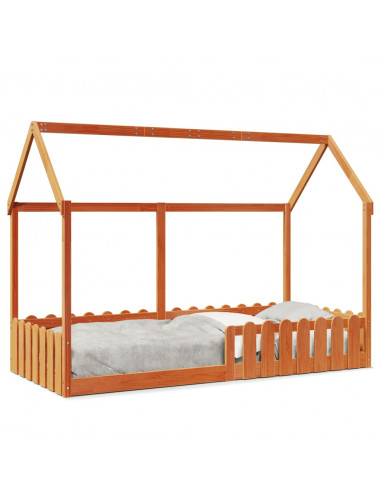 Giroletto Casetta Bambini Marrone Cera 90x200 cm Massello Pino