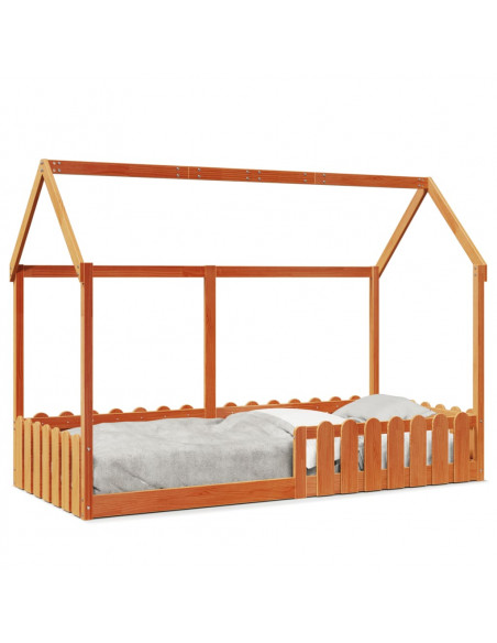 Giroletto Casetta Bambini Marrone Cera 90x200 cm Massello Pino