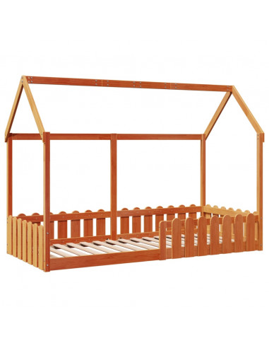 Giroletto Casetta Bambini Marrone Cera 90x200 cm Massello Pino