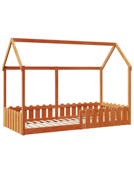 Giroletto Casetta Bambini Marrone Cera 90x200 cm Massello Pino
