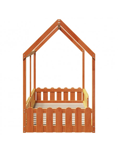 Giroletto Casetta Bambini Marrone Cera 90x200 cm Massello Pino