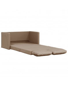 Divano Letto da Terra 2 in 1 Cappuccino 112x174x55cm Similpelle 2