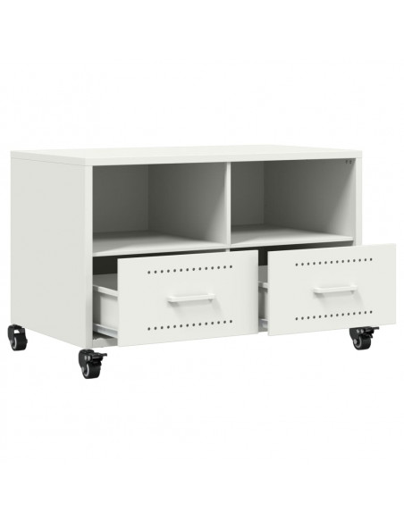Mobile TV Bianco 68x39x43,5 cm in Acciaio Laminato a Freddo