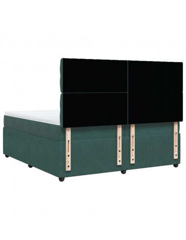 Giroletto a Molle con Materasso Verde Scuro 200x200 cm Velluto