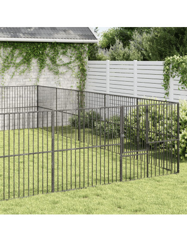 Box per Cani 20 Pannelli Nero Acciaio Zincato