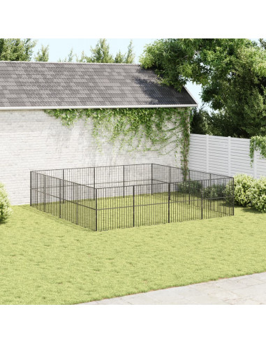 Box per Cani 16 Pannelli Nero Acciaio Zincato