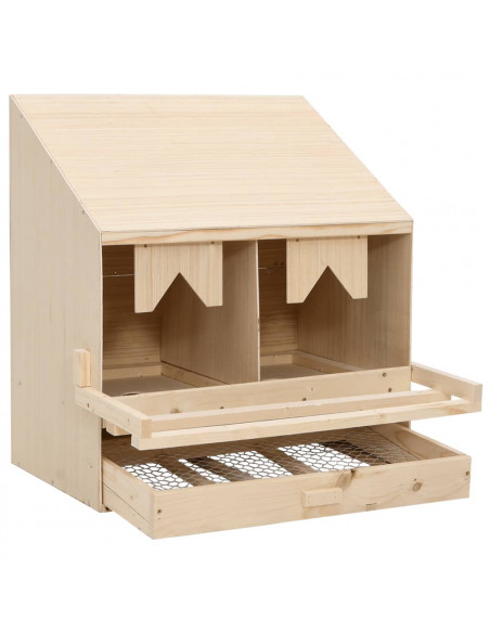Casetta Cova per Galline 2 Scomparti 63x40x65cm Legno di Pino