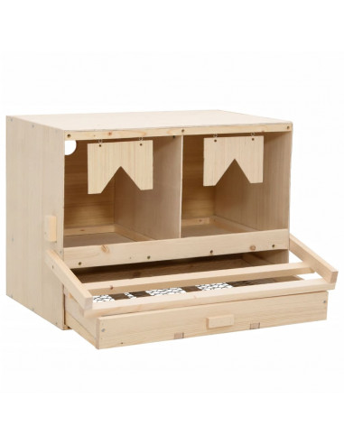 Casetta Cova per Galline 2 Scomparti 63x40x45cm Legno di Pino
