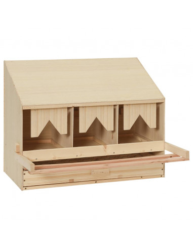 Casetta Cova per Galline 3 Scomparti 72x33x54 cm Legno di Pino