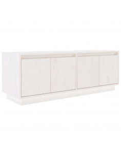 Mobile Porta TV Bianco 110x34x40 cm in Legno Massello di Pino 2