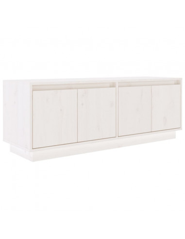 Mobile Porta TV Bianco 110x34x40 cm in Legno Massello di Pino