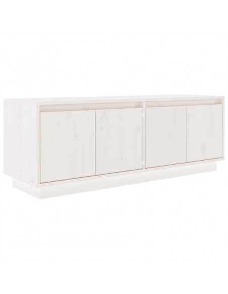 Mobile Porta TV Bianco 110x34x40 cm in Legno Massello di Pino