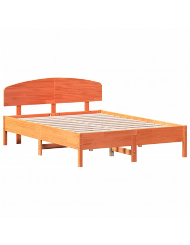 Giroletto con Testiera Marrone Cera 120x190 cm Massello Pino