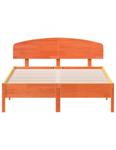 Giroletto con Testiera Marrone Cera 120x190 cm Massello Pino