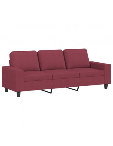 Set di Divani 3 pz Rosso Vino in Tessuto