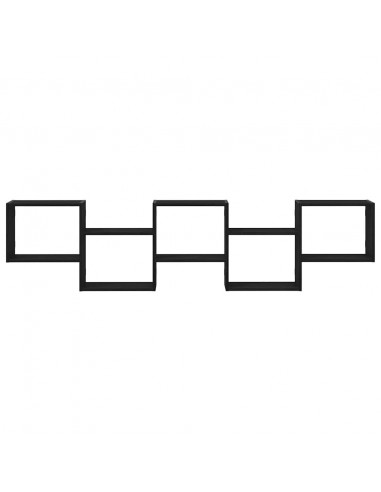 Mensola a Cubo da Parete 5 Scomparti Legno Multistrato Nero