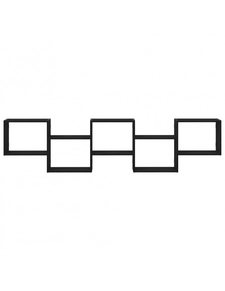 Mensola a Cubo da Parete 5 Scomparti Legno Multistrato Nero