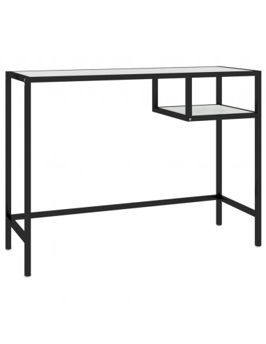 Scrivania per Computer Marmo Bianco 100x36x74cm Vetro Temperato