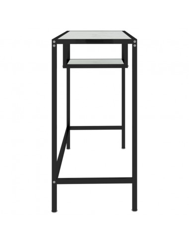 Scrivania per Computer Marmo Bianco 100x36x74cm Vetro Temperato