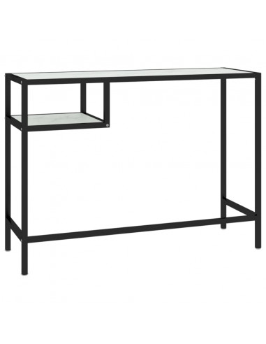 Scrivania per Computer Marmo Bianco 100x36x74cm Vetro Temperato