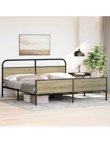 Giroletto senza Materaso in Metallo Rovere Sonoma 200x200 cm