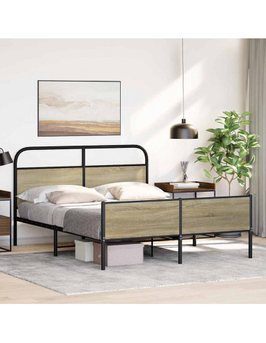Giroletto senza Materaso in Metallo Rovere Sonoma 160x200 cm