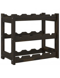 Portabottiglie per 12 Bottiglie Nero Legno Massello di Pino 2