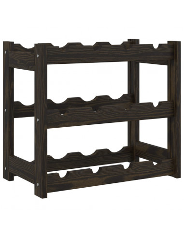 Portabottiglie per 12 Bottiglie Nero Legno Massello di Pino