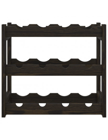 Portabottiglie per 12 Bottiglie Nero Legno Massello di Pino