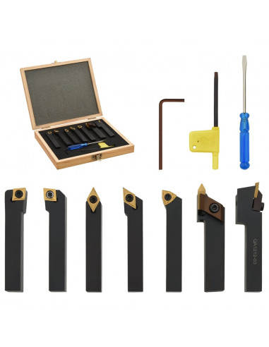 Set di Utensili Indicizzabili per Tornitura 12 pz 12x12 mm 80mm