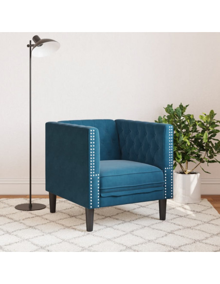 Poltrona Chesterfield Blu in Velluto