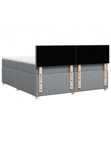 Giroletto a Molle con Materasso Grigio Chiaro 200x200cm Tessuto