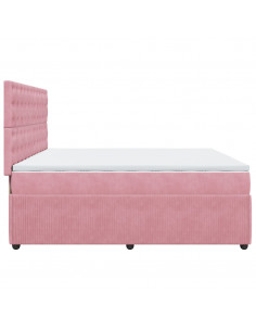 Giroletto a Molle con Materasso Rosa 200x200 cm in Velluto 2