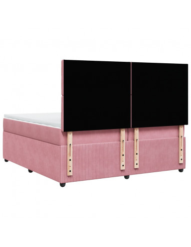 Giroletto a Molle con Materasso Rosa 200x200 cm in Velluto