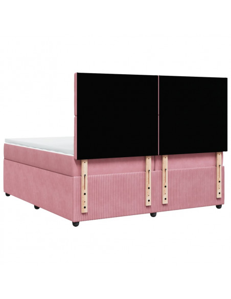 Giroletto a Molle con Materasso Rosa 200x200 cm in Velluto