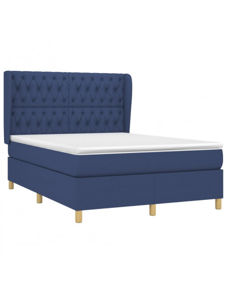 Giroletto a Molle con Materasso Blu 140x190 cm in Tessuto