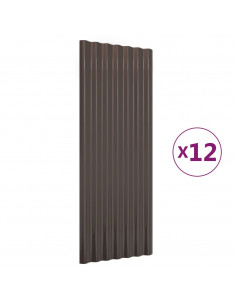 Pannelli Tetto 12pz Acciaio Verniciato Polvere Marrone 100x36cm 2