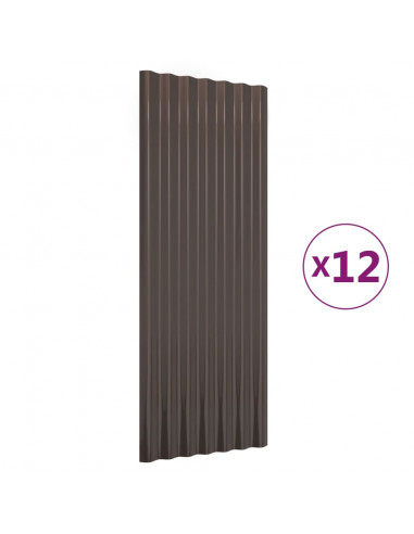 Pannelli Tetto 12pz Acciaio Verniciato Polvere Marrone 100x36cm