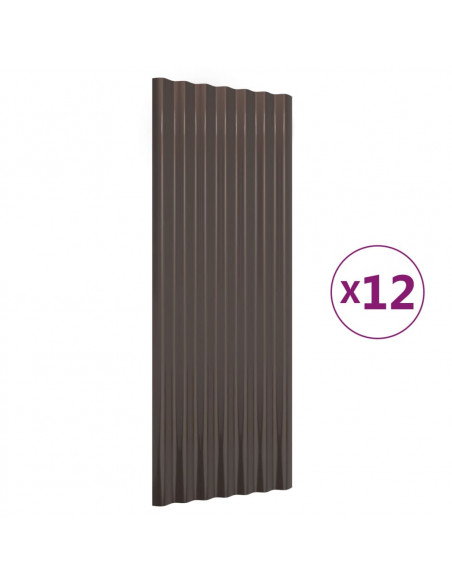 Pannelli Tetto 12pz Acciaio Verniciato Polvere Marrone 100x36cm