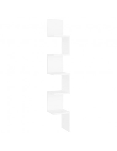 Scaffale Angolare da Parete Bianco 20x20x127,5cm in Multistrato