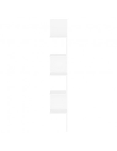 Scaffale Angolare da Parete Bianco 20x20x127,5cm in Multistrato