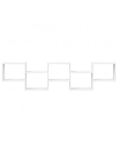 Mensola a Cubo da Parete 5 Scomparti Legno Multistrato Bianco