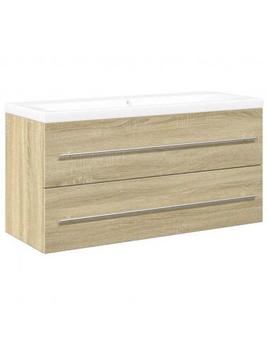 Set Mobili da Bagno 2 pz Rovere Sonoma in Legno Multistrato